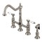 Kingston Brass KS1278BPLBS Bel-Air Bridge Kitchen Faucet W/Brass Sprayer, Brushed Nkl KS1278BPLBS - alternate 1